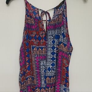 Renee C. Geometric Maxi Dress in Blue, Pink, and Orange